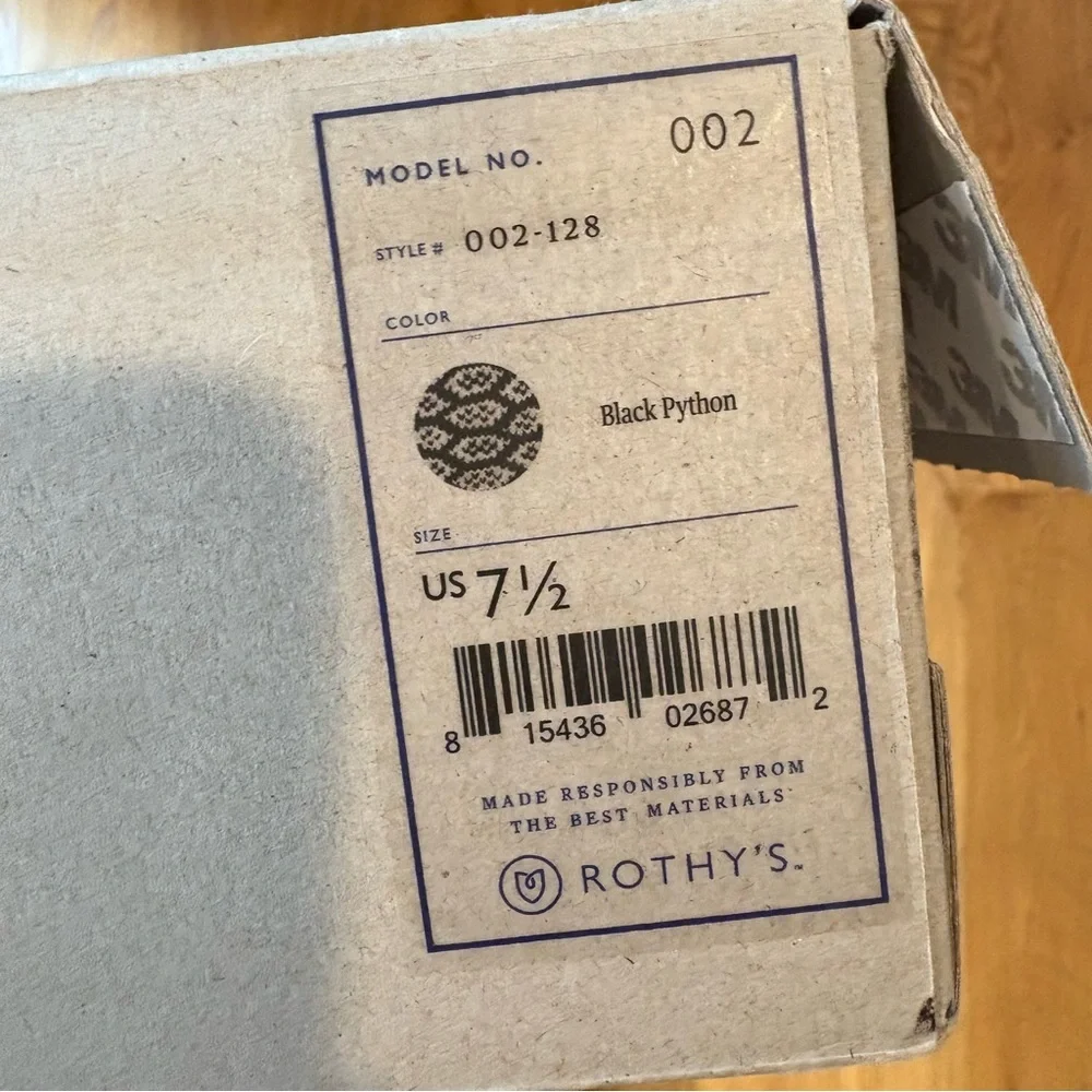 Black Python Point Toe Rothy's Flats - Size 7.5 - Picture 11 of 11